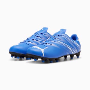 ATTACANTO Firm Ground/Artifical Ground Kids' Soccer Cleats, Bluemazing-PUMA White, extralarge