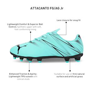 ATTACANTO FG/AG Youth Football Boots, Electric Peppermint-PUMA Black, extralarge-IND