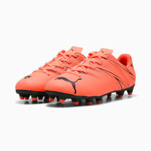 ATTACANTO Firm Ground/Artifical Ground Kids' Soccer Cleats, Glowing Red-PUMA Black, extralarge