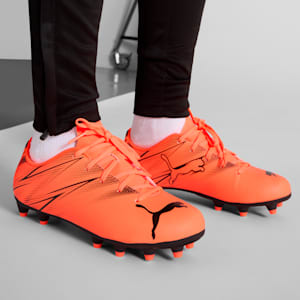 ATTACANTO Firm Ground/Artifical Ground Kids' Soccer Cleats, Glowing Red-PUMA Black, extralarge