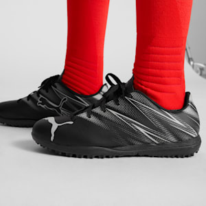ATTACANTO Turf Trainer Kids' Soccer Cleats, PUMA Black-Silver Mist, extralarge