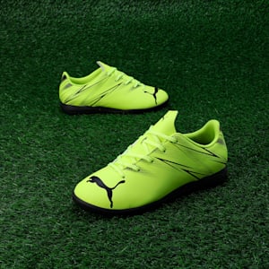 ATTACANTO TT Youth Football Boots, Electric Lime-PUMA Black, extralarge-IND