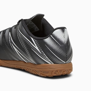 ATTACANTO Indoor Trainer Kids' Soccer Cleats, PUMA Black-Silver Mist, extralarge