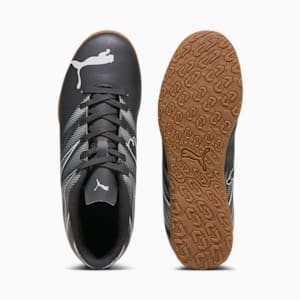 Tacos de futbol ATTACANTO IT para adolescentes, PUMA Black-Silver Mist, extralarge