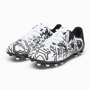 PUMA x CHRISTIAN PULISIC TACTO II FG/AG Big Kids' Soccer Cleats, PUMA White-PUMA Black, extralarge