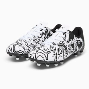 Tacos de fútbol juvenil PUMA x CHRISTIAN PULISIC TACTO II FG/AG, PUMA White-PUMA Black, extralarge