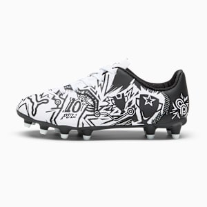 PUMA x CHRISTIAN PULISIC TACTO II FG/AG Big Kids' Soccer Cleats, PUMA White-PUMA Black, extralarge