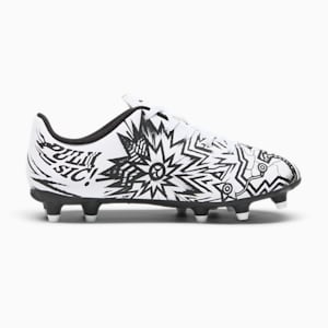 Tacos de fútbol juvenil PUMA x CHRISTIAN PULISIC TACTO II FG/AG, PUMA White-PUMA Black, extralarge