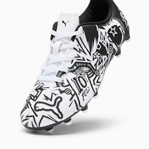 Tacos de fútbol juvenil PUMA x CHRISTIAN PULISIC TACTO II FG/AG, PUMA White-PUMA Black, extralarge
