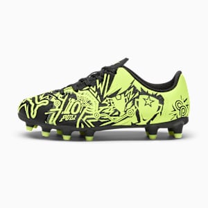 PUMA x CHRISTIAN PULISIC TACTO II FG/AG Big Kids' Soccer Cleats, PUMA Black-Electric Lime, extralarge