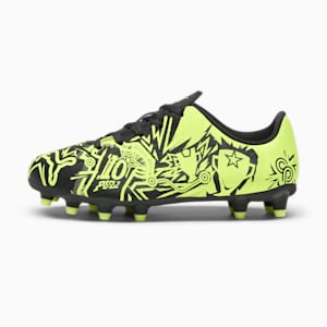PUMA x CHRISTIAN PULISIC TACTO II Firm Ground/Artificial Ground Big Kids' Soccer Cleats, PUMA Black-Electric Lime, extralarge