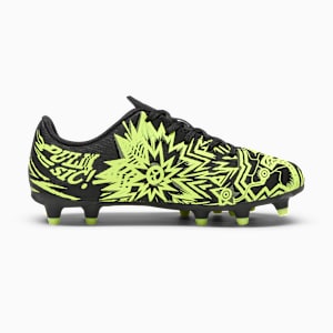 PUMA x CHRISTIAN PULISIC TACTO II FG/AG Big Kids' Soccer Cleats, PUMA Black-Electric Lime, extralarge