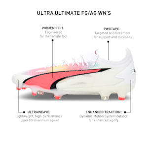 ULTRA ULTIMATE FG/AG Women's Football Boots, PUMA White-PUMA Black-Fire Orchid, extralarge-IND