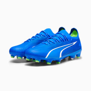 Tacos de fútbol ULTRA ULTIMATE FG/AG para mujer, Ultra Blue-PUMA White-Pro Green, extralarge