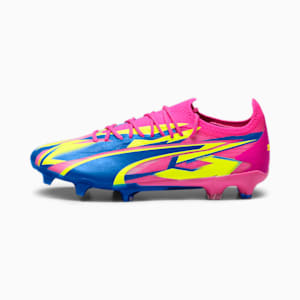 ULTRA ULTIMATE ENERGY Firm Ground/Artificial Ground Men's Soccer Cleats, Luminous Pink-Ultra Blue-Yellow Alert, extralarge