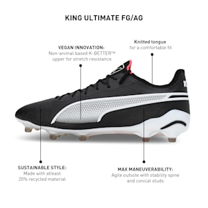 King Ultimate FG/AG Unisex Football Boots, PUMA Black-PUMA White-Fire Orchid, extralarge-IND