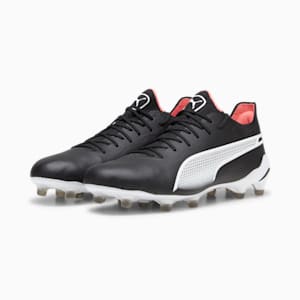 KING ULTIMATE FG/AG Men's Soccer Cleats, PUMA Black-PUMA White-Fire Orchid, extralarge