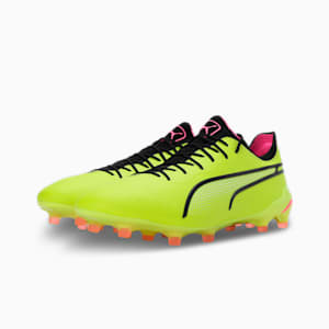 King Ultimate FG/AG Unisex Football Boots, Electric Lime-PUMA Black-Poison Pink, extralarge-IND