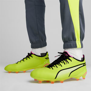 King Ultimate FG/AG Unisex Football Boots, Electric Lime-PUMA Black-Poison Pink, extralarge-IND