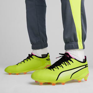 KING ULTIMATE FG/AG Men's Soccer Cleats, Electric Lime-PUMA Black-Poison Pink, extralarge