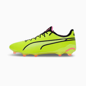 King Ultimate FG/AG Unisex Football Boots, Electric Lime-PUMA Black-Poison Pink, extralarge-IND