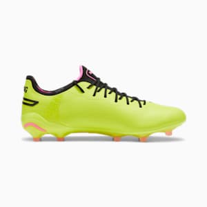 KING ULTIMATE Firm Ground/Artificial Ground Men's Soccer Cleats, Electric Lime-PUMA Black-Poison Pink, extralarge