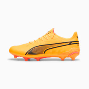 KING ULTIMATE FG/AG Men's Soccer Cleats, Sun Stream-PUMA Black-Sunset Glow, extralarge