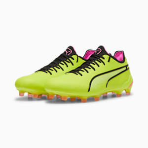 KING ULTIMATE FG/AG Women's Football Boots, Electric Lime-PUMA Black-Poison Pink, extralarge-IND