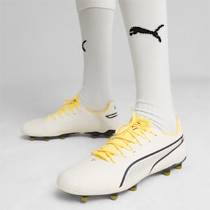 KING PRO FG/AG Unisex Football Boots, Alpine Snow-Asphalt-Yellow Blaze, extralarge-IND