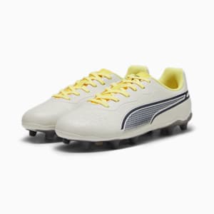 KING MATCH FG/AG Youth Football Boots, Alpine Snow-Asphalt-Yellow Blaze, extralarge-GBR