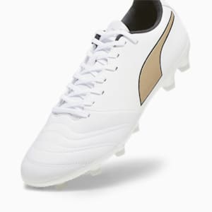 メンズ プーマ キング ミライ プロ KB HG/AG サッカー スパイク, PUMA White-PUMA Black-Matte Puma Gold, extralarge-JPN