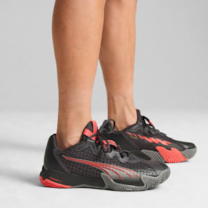 NOVA Elite Padel Shoes, Flat Dark Gray-PUMA Black-Flat Medium Gray-Active Red, extralarge-IND