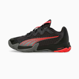 NOVA Elite Unisex Padel Shoes, Flat Dark Gray-PUMA Black-Flat Medium Gray-Active Red, extralarge-IND