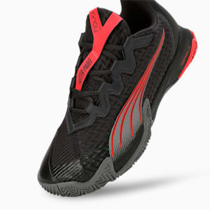 NOVA Elite Unisex Padel Shoes, Flat Dark Gray-PUMA Black-Flat Medium Gray-Active Red, extralarge-IND