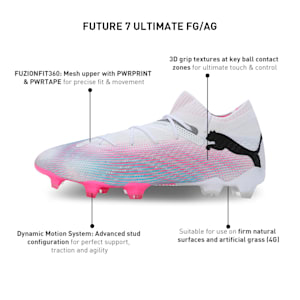 FUTURE 7 ULTIMATE FG/AG Men's Football Boots, PUMA White-PUMA Black-Poison Pink, extralarge-IND