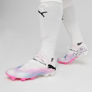 FUTURE 7 ULTIMATE Firm Ground/Arificial Ground Men's Soccer Cleats, PUMA White-PUMA Black-Poison Pink, extralarge