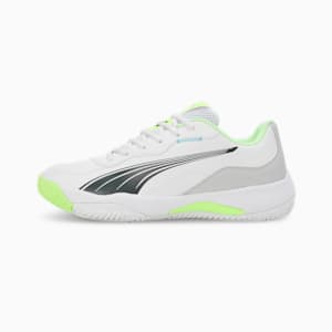NOVA Smash Padel Shoes, PUMA White-Luminous Blue-Fizzy Apple-Shadow Gray, extralarge-IND