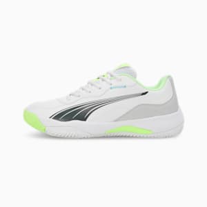 NOVA Smash Unisex Padel Shoes, PUMA White-Luminous Blue-Fizzy Apple-Shadow Gray, extralarge-IND