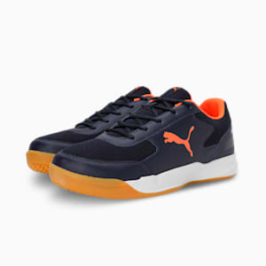 Ad-Court Unisex Indoor Sports Shoes, PUMA Navy-PUMA White-Cayenne Pepper, extralarge-IND