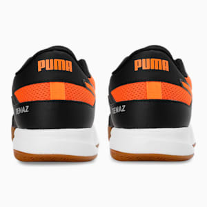 Deuce Unisex Indoor Sports Shoes, PUMA Black-Vibrant Orange-PUMA Silver, extralarge-IND