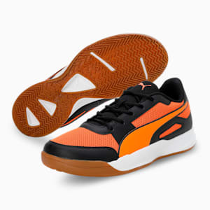 Deuce Unisex Indoor Sport Shoes, PUMA Black-Vibrant Orange-PUMA Silver
