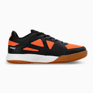Deuce Unisex Indoor Sport Shoes, PUMA Black-Vibrant Orange-PUMA Silver