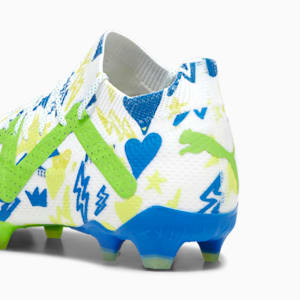 FUTURE ULTIMATE Neymar Jr FG/AG Men's Soccer Cleats, PUMA White-Racing Blue-Lemon Meringue-Parakeet Green, extralarge