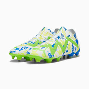Tacos de futbol FUTURE ULTIMATE Neymar Jr FG/AG, PUMA White-Racing Blue-Lemon Meringue-Parakeet Green, extralarge