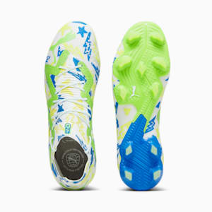 FUTURE ULTIMATE Neymar Jr FG/AG Men's Soccer Cleats, PUMA White-Racing Blue-Lemon Meringue-Parakeet Green, extralarge