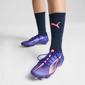 Tacos de fútbol ULTRA 5 ULTIMATE FG para mujer, Lapis Lazuli-PUMA White-Sunset Glow, extralarge