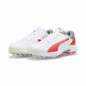PUMA Spike 24.1 Unisex Cricket Shoes, PUMA White-PUMA Red-Stormy Slate, extralarge-IND