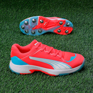 Spike 24.1 Lightweight Cricket Shoes, Fire Orchid-PUMA White-Luminous Blue, extralarge-IND