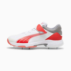 PUMA Bowling 24.1 Unisex Cricket Shoes, PUMA White-PUMA Red-Stormy Slate, extralarge-IND