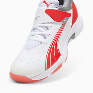 PUMA Bowling 24.1 Unisex Cricket Shoes, PUMA White-PUMA Red-Stormy Slate, extralarge-IND